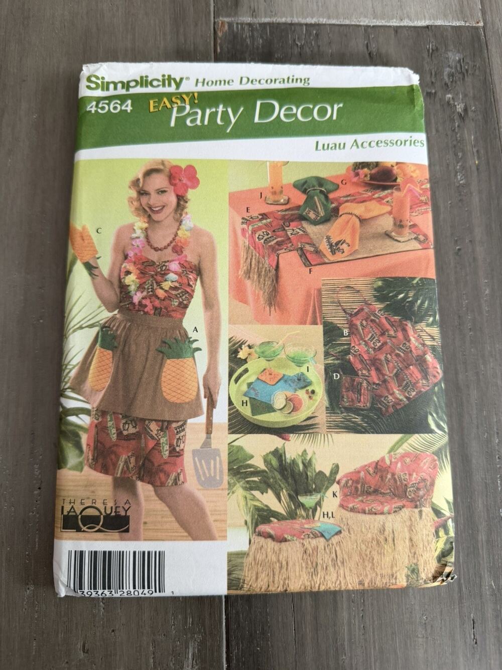 Vintage 2006 Simplicity 4564 Easy Party Decor Luau Decorating Hawaiian Summer